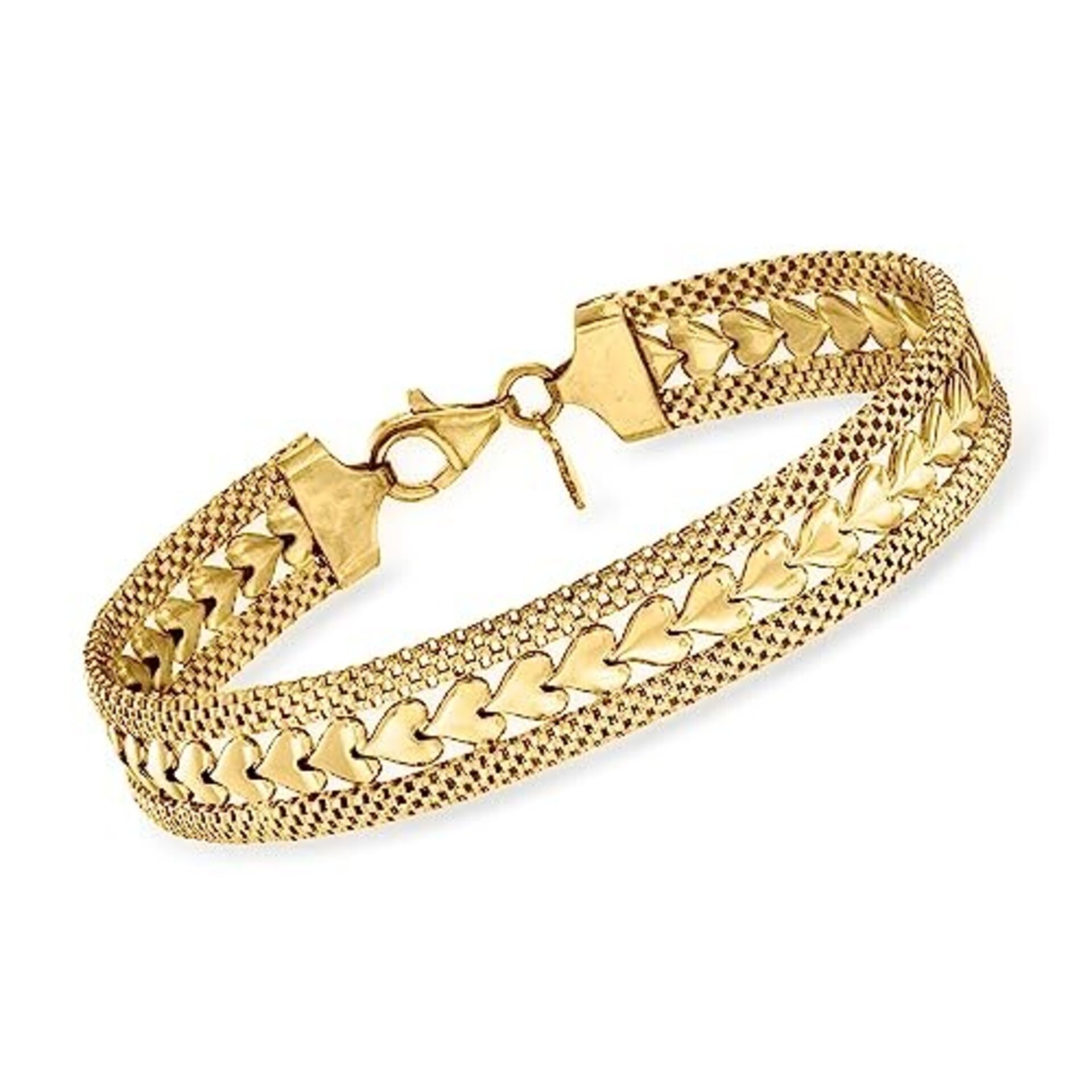 PULSERA DE ORO 18KT SOBRE PLATA - CORAZONES - 1